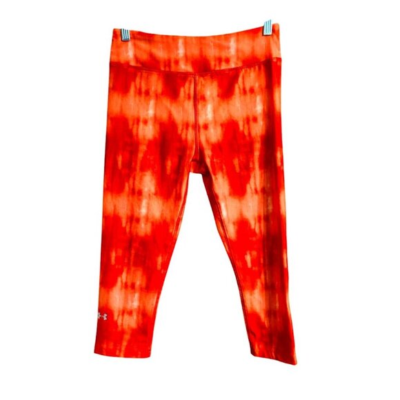 Under Armour Heat Gear Capri Orange Tie-Dye - SZ -M - Picture 1 of 3